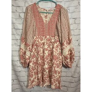 Sincerely Jules Women's Rayon Floral Print V Neck Long Sleeve‎ Mini Dress Size M